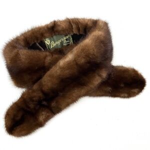 1940's Designer BORGERSENS FURS brown mink fur clip on collar scarf